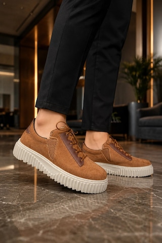 Mevese Dlob Erkek Bağcıklı Süet Günlük Casual Spor Sneaker Ayakkabı - Taba