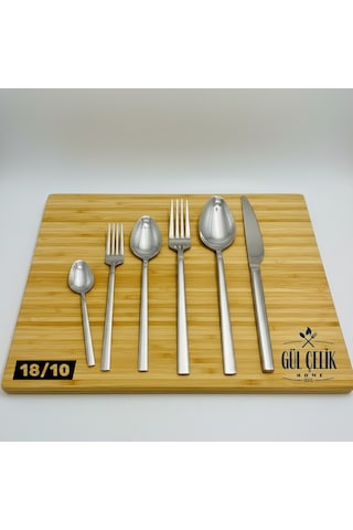 36 Parça Sade 6 Kişilik Lüx Çatal & Kaşık & Bıçak Takımı 18/10 Çelik
