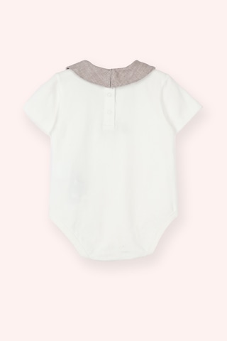 Panço Erkek Bebek Yakalı Araba Baskılı Kısa Kollu Ekru Body Krem 2511BB03001