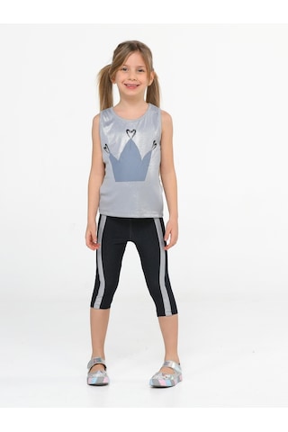 Quenn Kız Çocuk Tayt Takım-gri - Laci Gri