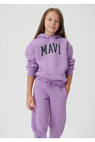 Mavi - Mavi Logo Baskılı Kapüşonlu Mor Sweatshirt 7610035-70586 Mor