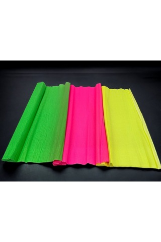 Roco Paper Neon Renkli Krapon Kağıtları - 3'lü Set 40gr 50x250cm