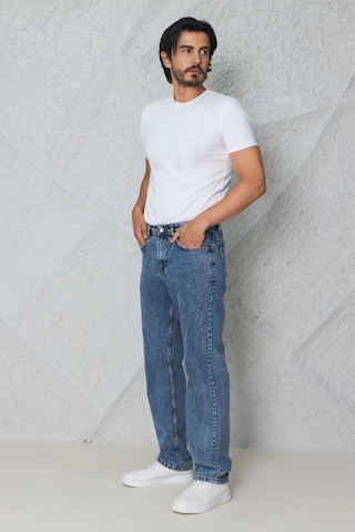 Blayn Jeans Erkek Antrasit Baggy Kot Pantolon - Geniş Kalıp Günlük Rahat Denim Jean Taş