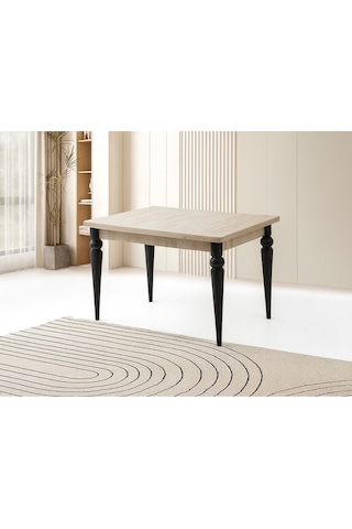 Yandan Açılır Büyüyen Yemek Masası Bej-Siyah Ayaklı 70x110 CM Bej
