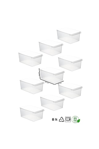 Porsima 3185 9 Ad 8 Lt Dolap İçi Ve Buzdolabı İçi Düzenleyici Set ŞEFFAF