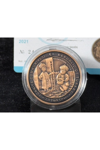 2021 Nasreddin Hoca No. 7 "kazan Doğurdu" Sertifikalı Bronz Hatıra Parası