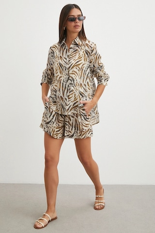 Uterpe Animal Print Gömlek Ekru