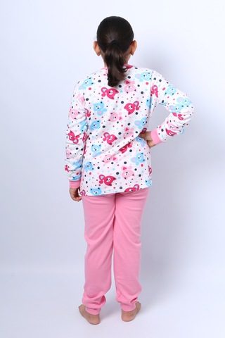 Kız Çocuk Pijama Takımı Baskılı Ribanalı C50 Toz Pembe