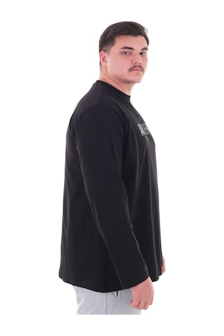 Erkek 115-155 Kilo Arası İçin Uygun Uzun Kol Bisiklet Yaka Mevsimlik Baskılı İnce Sweatshirt Siyah