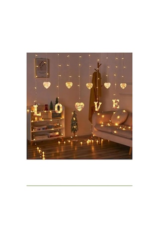 3 Metre Kalp Love Günışığı Sevgililer Günü Hediye Dekoratif Led Işık, Romantik Ortam Aydınlatması Sarı