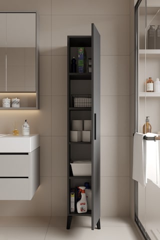 Mundo Tek Kapılı Banyo Dolabı Çok Amaçlı Dolap - Antrasit Antrasit