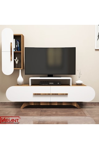 Variant Rose Duvar Raflı Tv Ünitesi Ceviz - Beyaz