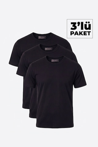 Tonny Black 3'lü Paket %100 Pamuk Siyah T-shirt Erkek Siyah T-shirt Tbtshrt110