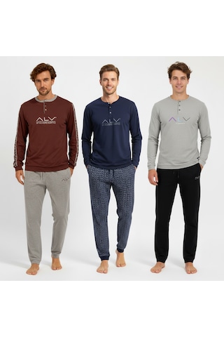 Bonbon Erkek Pamuklu Bohçalık Ve Çeyizlik 3 Adet 2'li Pijama Takımı Bb2236 Çok Renkli