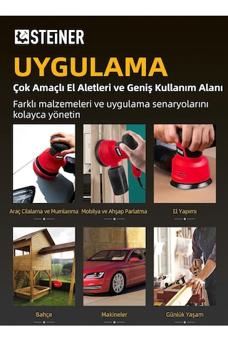 Steiner 700w 6 Kademe Devir Ayarlı 125mm Toz Toplama Sistemli Eksantrik Zımpara Makinesi Kırmızı