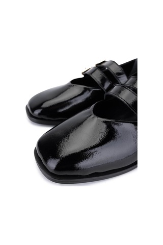 Tamer Tanca Kadın Hakiki Deri Siyah Rugan Babet Ayakkabı 899 12625 Bn Ayk Sk25-26 Sıyah Krsk Rgn Siyah Kırışık Rugan