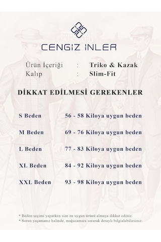 Cengiz İnler Tam Balıkçı Düz Slim Erkek Triko