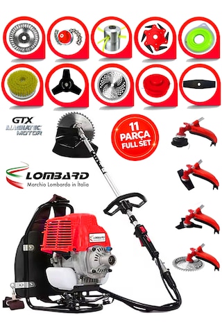 Cros Lombard Italy 1100 X Supremo Sırt Tipi Benzinli Ot Çalı Çim Biçme Tırpanı+ Tam Bahçe Setli Halı Yıkamalı