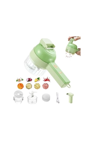 Maiyame Yeşil 4'lü Elektrikli El Tipi Gıda İşlemci: Dilimle-ez-soy-temizle, Usb Şarjlı, Taşınabilir Sebze/meyve Doğrayıcı Diğer