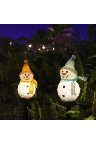 Dancemonkey Güneş Enerjili Snowman Lambalar, Noel Bahçe Dekoru, Dış Mekan Çim Yolu Aydınlatma Pembe