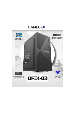 Gamelax OFİX-03 i5-12400 16 GB 256 GB SSD Free Dos Masaüstü Bilgisayar