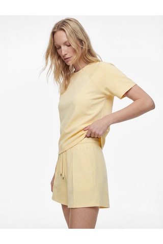 Koton Regular Fit Kısa Kollu Bisiklet Yaka Basic Tişört Sarı 6sak50390ek