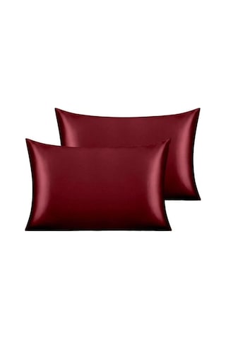 Antibakteriyel Terletmeyen İpek Saten Yastık Kılıfı 2'li 50x70 Bordo Bordo