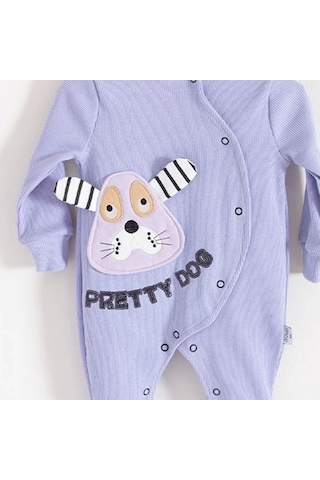 Candar 3-18 Ay Kız Bebek Tulumu Pretty Dog Nakış Bandanalı Lila Lila