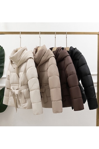 F3.haki..kadın Şişme Mont Suya Dayanıklı Kısa Model Haki