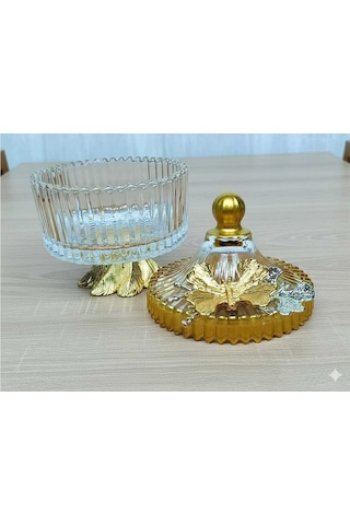 Çnr Home Collection Gold Metal Ayakli Kapakli Kelebekli - Şekerli - Sunumluk - Çerezlik Gold