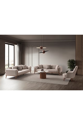 Riva 3+3+1+1 Koltuk Takımı Sütlü Kahve