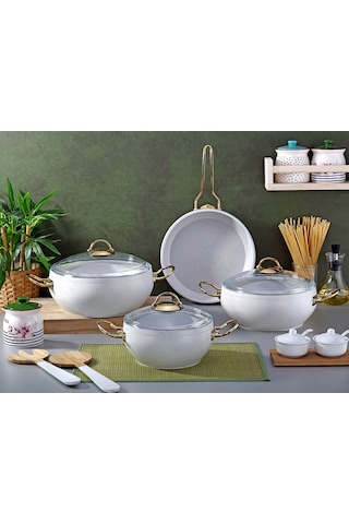 Gümüşer Granit 7 Parça Tencere Tava Seti