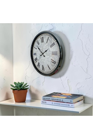 Krom Imperium 52 Cm Metal Dünya Haritası Duvar Saati Çok Renkli