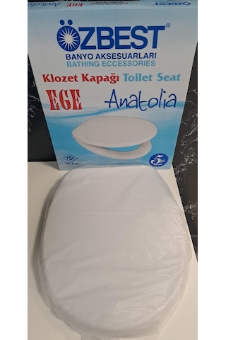 Özbest Ege Anatolia Akdeniz 36 X 43 Cm Normal Kapanan Plastik Klozet Kapağı Beyaz
