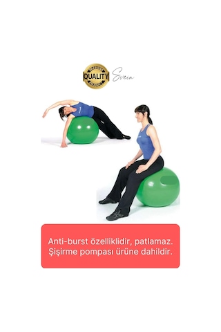 Svein 75 Cm Yoga Pilates Topu Ve Şişirme Pompası Hediye Denge Egzersiz Aerobik Jimnastik Reformer Spor Set