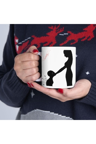 Minimalist Sanat Porselen Kupa Bardak Ruhsal Bağ Temalı Özel Tasarım Hediyesi Beyaz