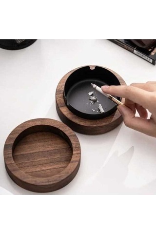 Ulzyvf Yaratıcı Tablası Siyah Sigara Rüzgar Paslanmaz Ofis Masaüstü Küllük