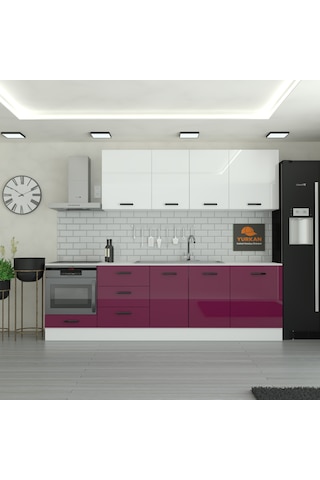 270 Cm Mutfak Dolabı Mdf Kapak Tezgah Dahil Yrkn270 102 Mürdüm