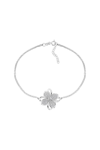 Brezza Lusso Jewelry Gümüş Zirkon Taşlı Dört Yapraklı Yonca Kadın Kolye Bileklik Set