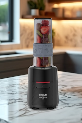 Arzum AR1191 Shake'N Take Lite Kişisel Blender 550W, 550 ml Taşınabilir Şişe, Buz Kırma Özellikli, Siyah