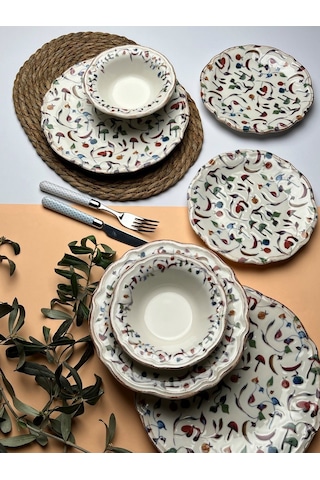 Tabak Evi Fulya Colorido Porselen Yemek Takımı 6 Kişilik 24 Parça