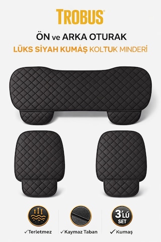 Toyota Corolla Uyumlu 3 Parça Kapitone Kumaş Minder Siyah