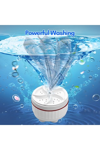 Symbee Taşınabilir Usb Şarjlı Ultrasonik Mini Çamaşır Makinesi - Bebek Kıyafetleri Ve İç Çamaşırı Yıkama Beyaz