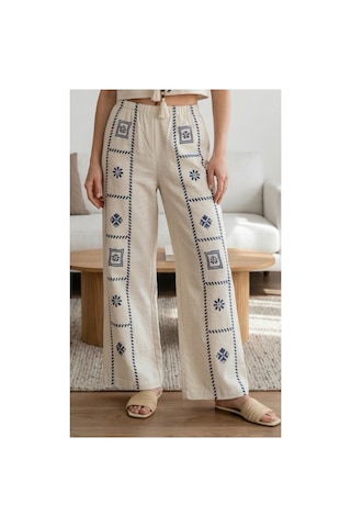 Nibu Boutique Nakış Detaylı Alt Üst Takım Ekru