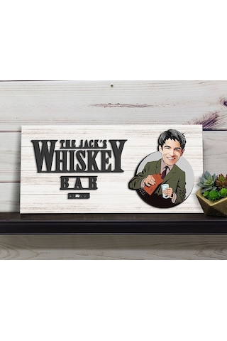 Bk Gift Kişiye Özel Karikatürlü Kabartma Tasarım Antik Beyaz Ahşap Bar Tabelası, Home Bar Tabela, Rustik Ev Dekorasyonu, Duvar Dekoru-1