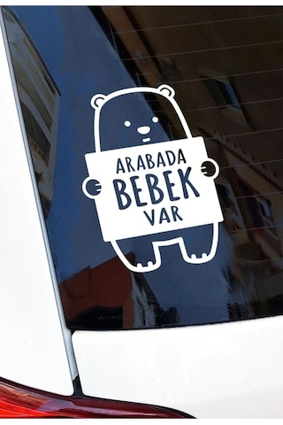Arabada Bebek Var Araç, Araba, Oto, Motorsiklet, Kask, Laptop, Cam Sticker 16x12 Cm