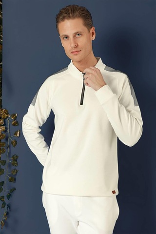 Swt 012 Swea Slim Fit Ekru Spor 47 - Sweatshırt Ekru