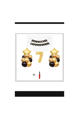 7 Yaş - Altın Gold Folyo Balon Parti Seti + Balon Pompası 7 Yaş - Altın Gold Folyo Balon Parti Seti + Balon Pompası