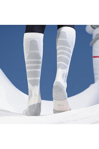 Butu Golovejoy Dwz04 1 Çift Spor Kompresyon Çorapları Kış Sıcak Yüksek Tüp Kayak Baldır Çorapları Gri+beyaz Beyaz - Gri