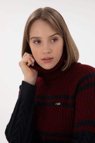 U.S. Polo Assn. Kadın Bordo Boğazlı Kazak 50293134-VR014
